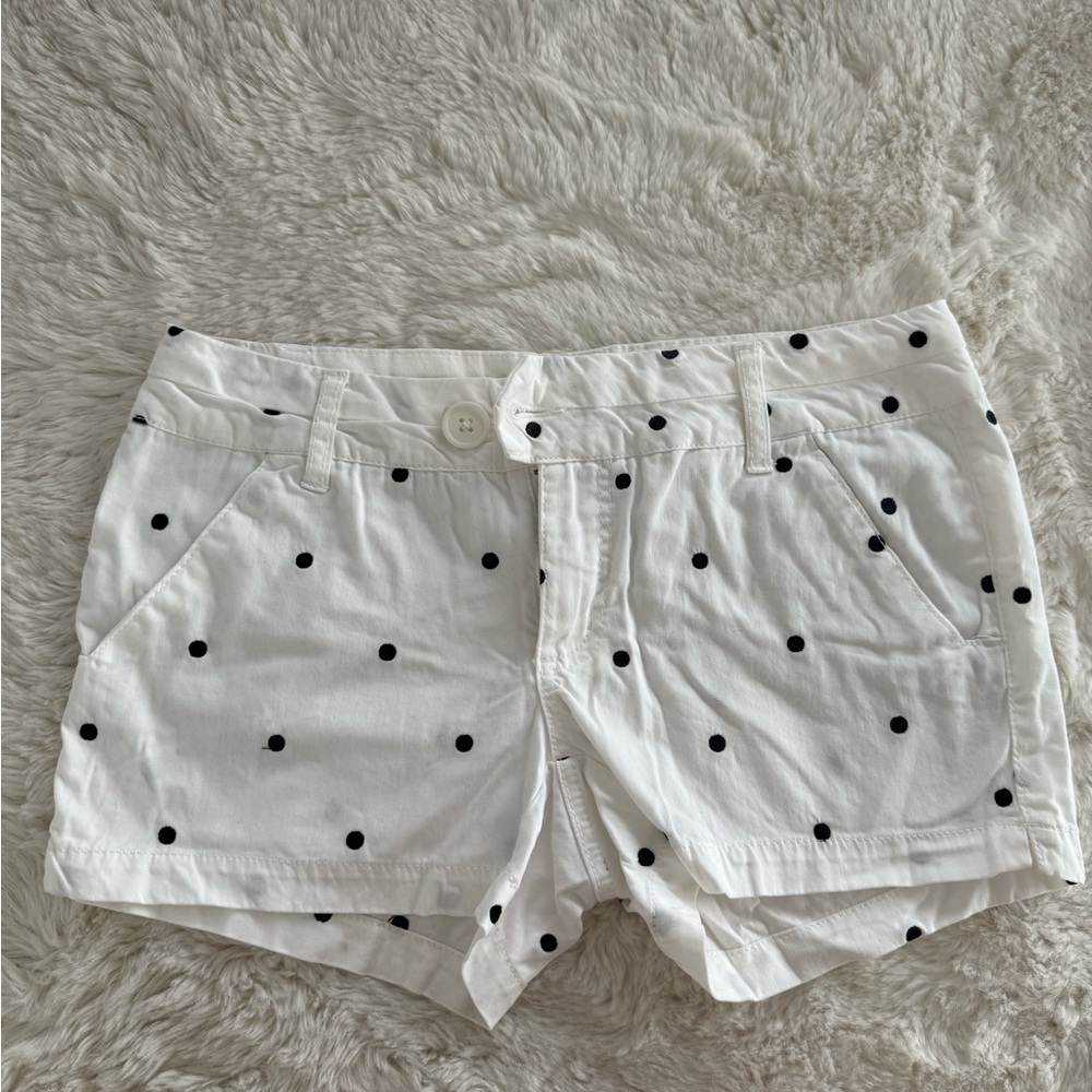 White Shorts with Black Polka Dots